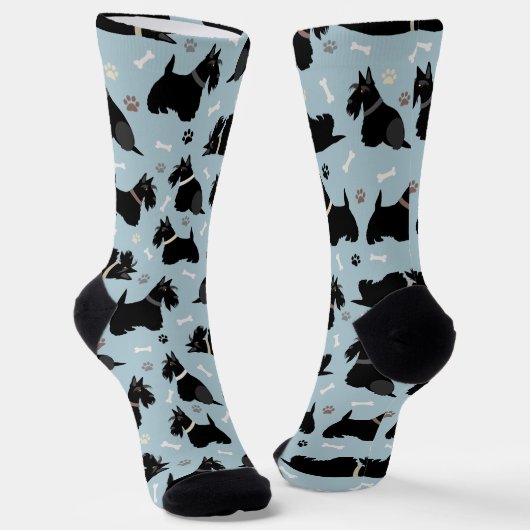 Black Scottish Terrier Paws and Bones Socks Socken (Gewinkelt)