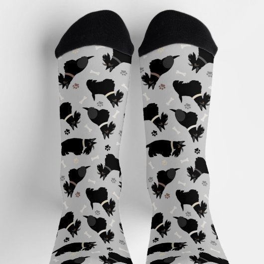 Black Scottish Terrier Paws and Bones Socks Socken (Oben)