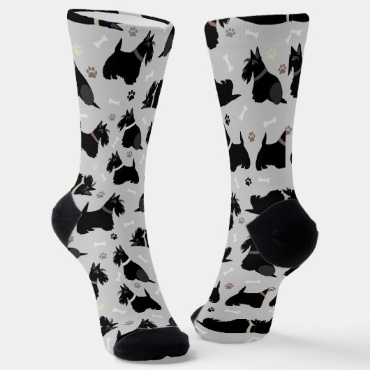 Black Scottish Terrier Paws and Bones Socks Socken (Gewinkelt)