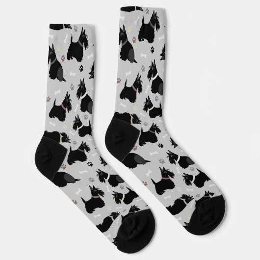 Black Scottish Terrier Paws and Bones Socks Socken (Rechts)