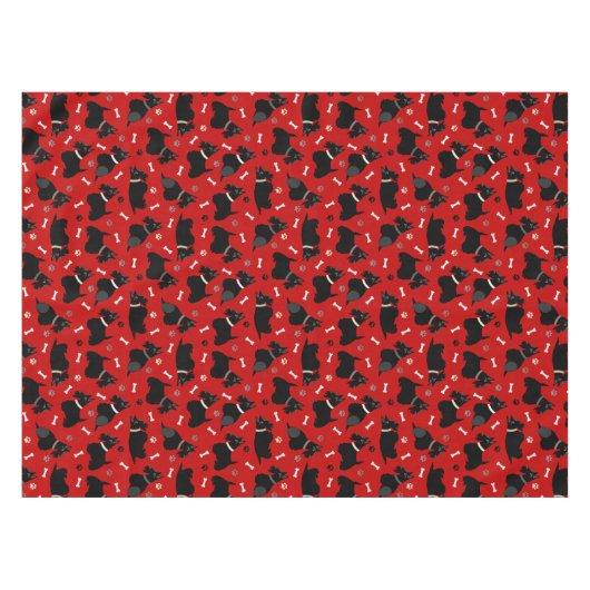 Black Scottish Terrier Paws and Bones Tischdecke (Vorderseite (Horizontal))