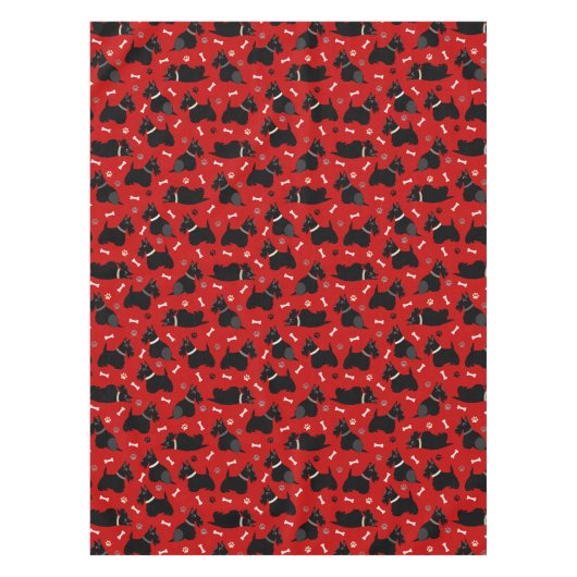 Black Scottish Terrier Paws and Bones Tischdecke (Vorderseite)