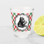 Black Scottish Terrier Tartan Kariert Shot Glass Schnapsglas (Vorderseite)