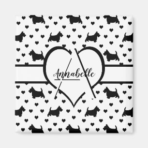 Black Scottish Terriers (Scottie Dogs) - White Magnet