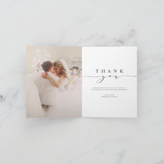 Black Script 2 Foto für immer Dankbare Hochzeit Dankeskarte (Innenseite)