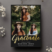 Black Script 4 Fotos Graduation Party Einladung