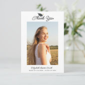 Black Script Abschluss Foto Dankeschön Karte (Stehend Vorderseite)