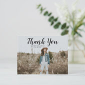 Black Script Abschluss Vielen Dank Postcard Postkarte (Stehend Vorderseite)