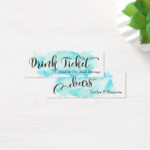 Black Script & Aqua Watercolor Getränke Tickets (Schreibtisch)