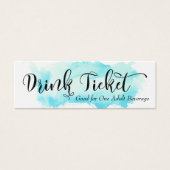 Black Script & Aqua Watercolor Getränke Tickets (Vorderseite)