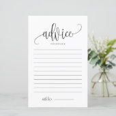 Black Script Brautparty Advice for the Bride (Stehend Vorderseite)