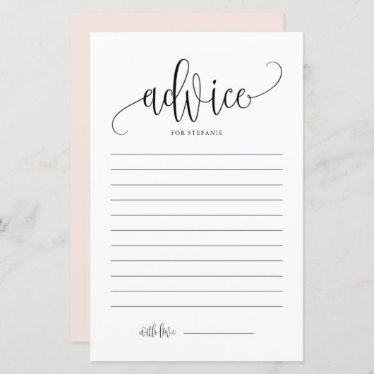 Black Script Brautparty Advice for the Bride (Vorne/Hinten)