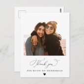 Black Script Bridesmaid Dankeschön Karte (Vorne/Hinten)