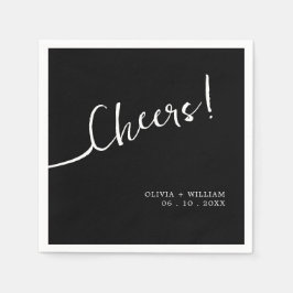 Black Script Cheers Wedding Cocktail Napkins Serviette
