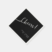 Black Script Cheers Wedding Cocktail Napkins Serviette (Ecke)