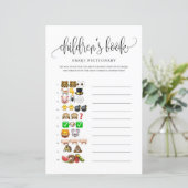 Black Script Children's Book Baby Shower Game (Stehend Vorderseite)