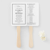 Black Script Elegant Wedding Program Fächer (Vorne und Hinten)