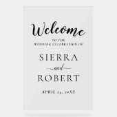 Black Script Elegant Wedding Willkommen Acrylschild (Vorderseite)