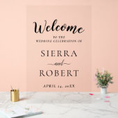 Black Script Elegant Wedding Willkommen Acrylschild (Hochzeit)