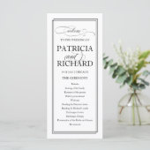 Black Script Elegant Wedding Zeremony Program Programm (Stehend Vorderseite)