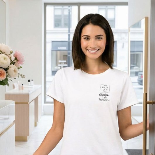 Black Script Employee Name Business Logo Lashes T-Shirt