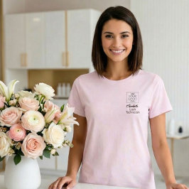 Black Script Employee Name Business Logo Lashes T-Shirt