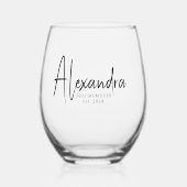 Black Script Established Best Mom Ever Custom  Weinglas Ohne Stiel (Vorderseite)