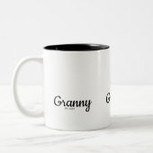 Black Script Established Grandma Zweifarbige Tasse (Links)