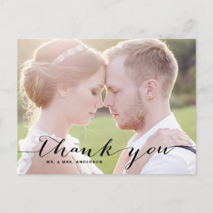 Black Script Foto Hochzeit Vielen Dank Postcard Postkarte