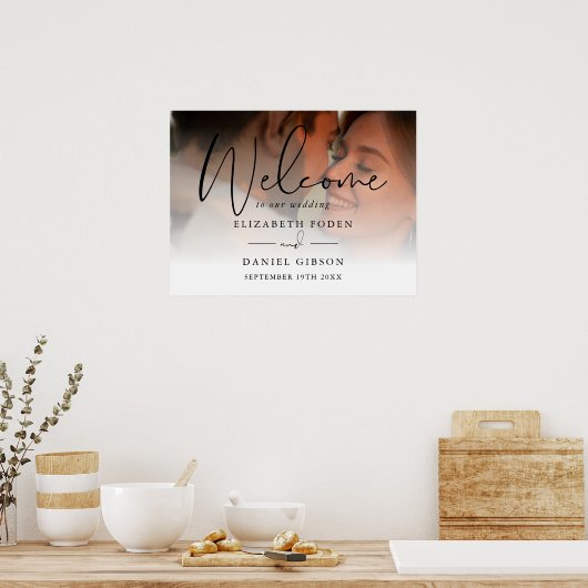 Black Script Foto Wedding Welcome Sign Poster (Küche)
