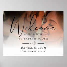 Black Script Foto Wedding Welcome Sign Poster