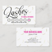 Black Script & Gold Lashes Loyalty Punch Card Six Treuekarte (Vorne/Hinten)