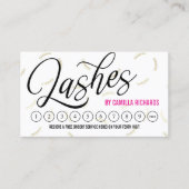 Black Script & Gold Lashes Loyalty Punch Card Treuekarte (Vorderseite)