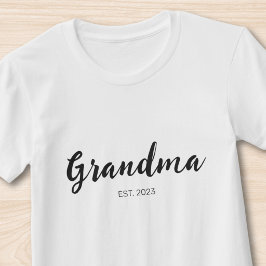 Black Script Grandma Established  T-Shirt