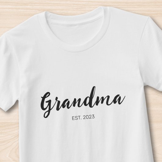 Black Script Grandma Established  T-Shirt