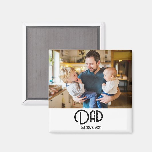 Black Script Grunge Dad Established Magnet (Vorderseite/Rückseite)