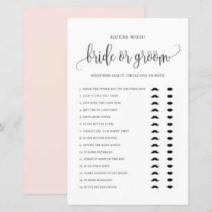 Black Script Gues Who Bridge oder Groom Shower Gam