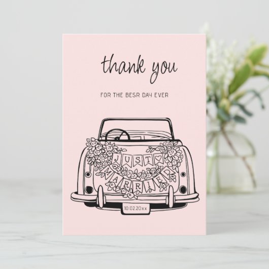 Black Script Handdrawn Simple Wedding Vow Renewal Dankeskarte (Stehend Vorderseite)