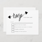 Black Script Heart Swash Wedding RSVP Postkarte (Vorne/Hinten)