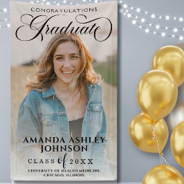 Black Script Herzlichen Glückwunsch Foto Abschluss Banner