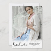 Black Script Modernes Graduate Foto Abschluss Einladung (Vorderseite)