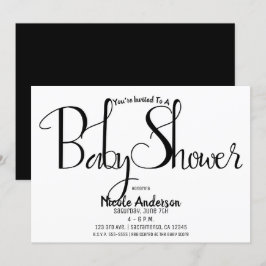 Black Script Modernes Minimal Baby Shower Party Einladung