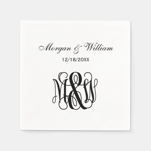 Black Script Monogram B&G DIY BG Serviette (Vorderseite)