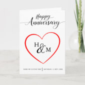 Black Script Monogram Heart Happy Jubiläumskarte Karte (Vorderseite)