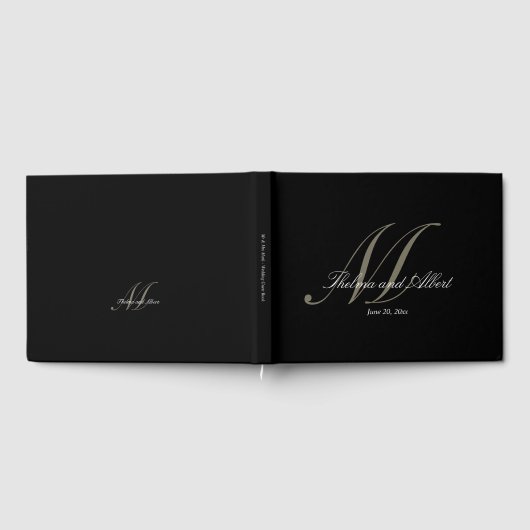 Black Script Monogram Wedbook Gästebuch (Voll)