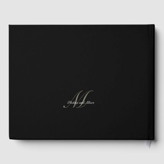 Black Script Monogram Wedbook Gästebuch (Rückseite)