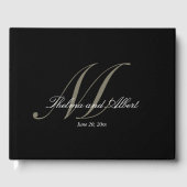 Black Script Monogram Wedbook Gästebuch (Vorderseite)