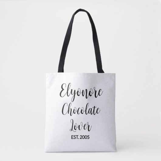 Black Script Name Established Chocolate Lover Tasche (Vorderseite)
