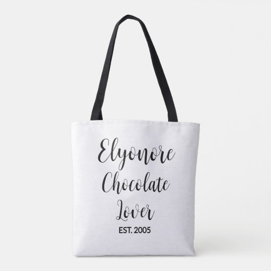 Black Script Name Established Chocolate Lover Tasche (Rückseite)