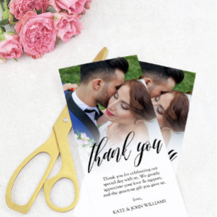 Black Script Overlay Wedding Foto Vielen Dank Dankeskarte